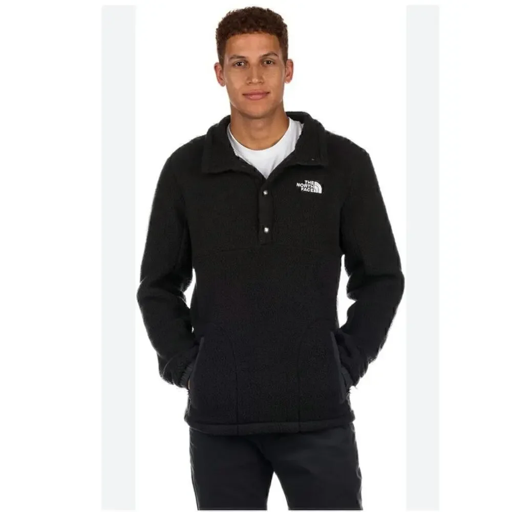 TNF Parkview 1/2 Snap Front Peak Sherpa Pullover in Black/Asphalt Gray, sz L